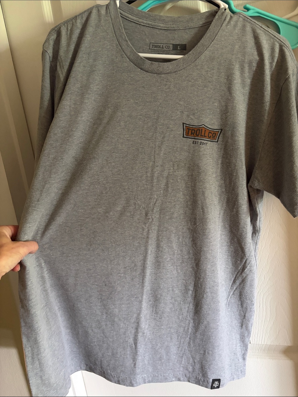 Trolls Gray Short Sleeve Men's Crew Tee with Chest Patch